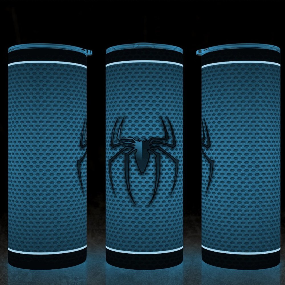 Glow in the Dark Spiderman Carbon Fiber with Black and White Trim 20oz